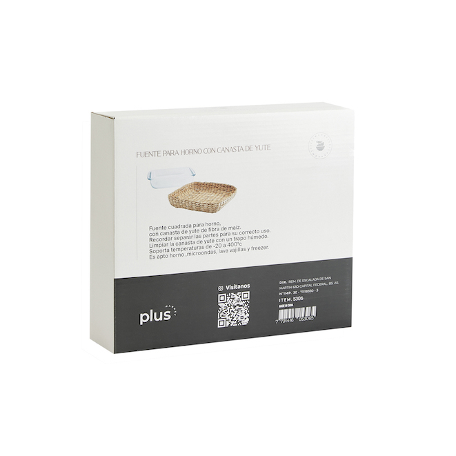 Fuente cuadr c/canasta yute 24x20x5 1.5L