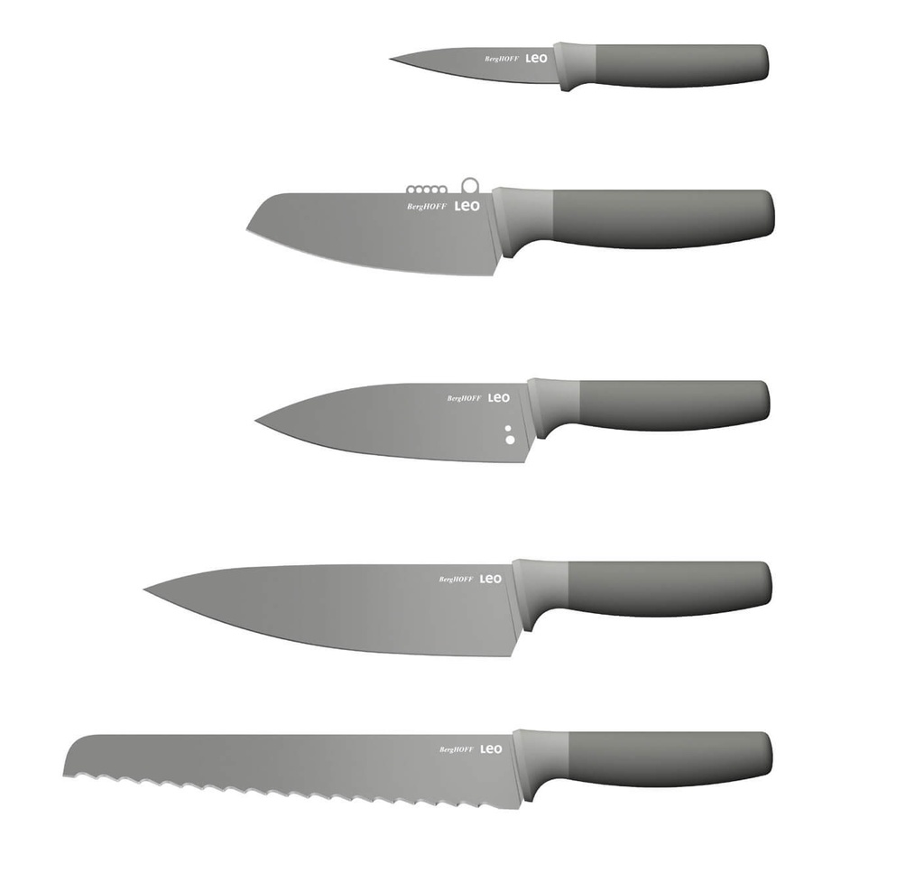Setx6 cuchillos c/taco y mango siliconado