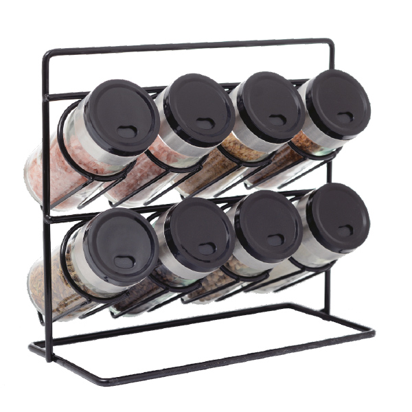 Set X8 Especieros tapa plastica rack negro