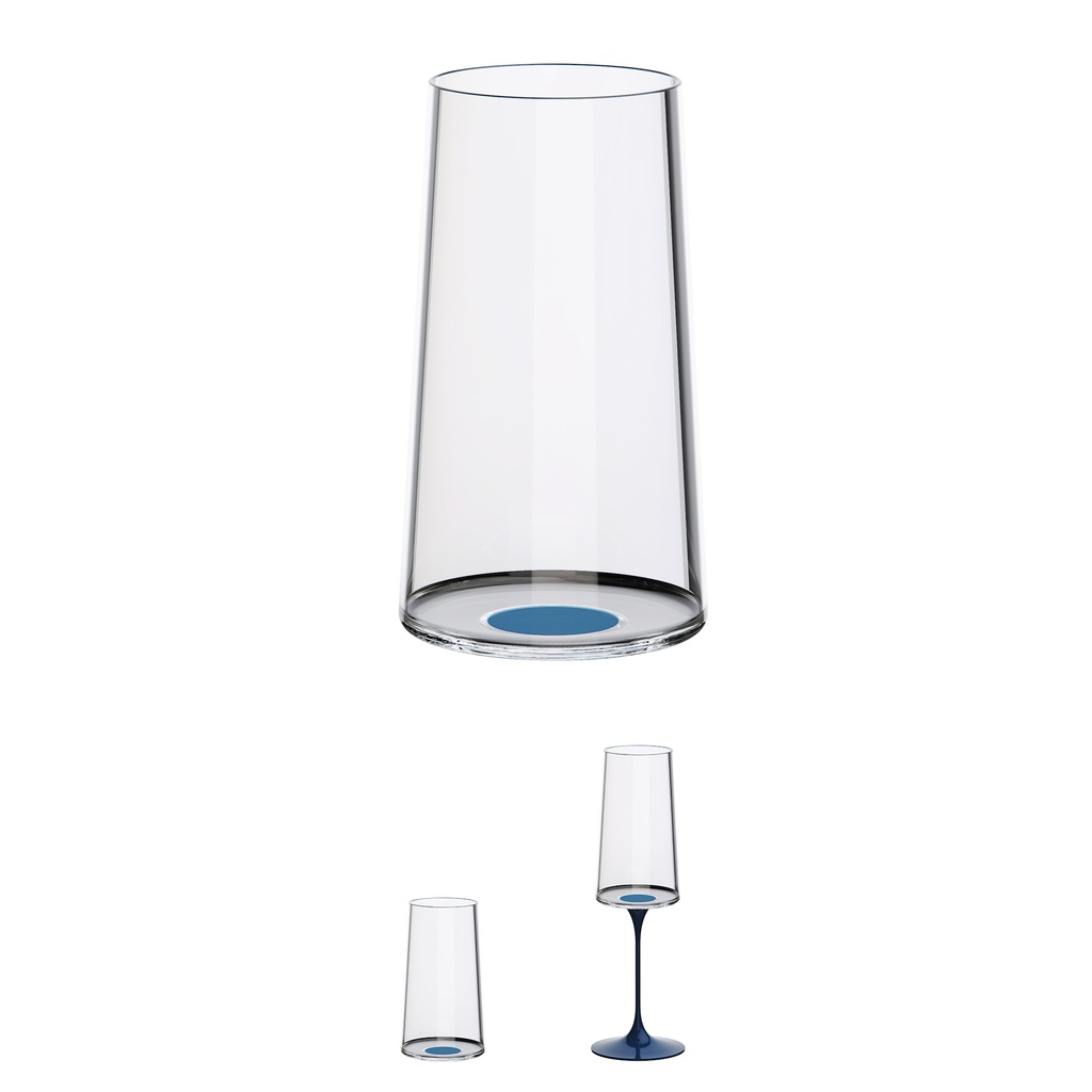 Copa cristal trago largo c/iman Azul Set x 2