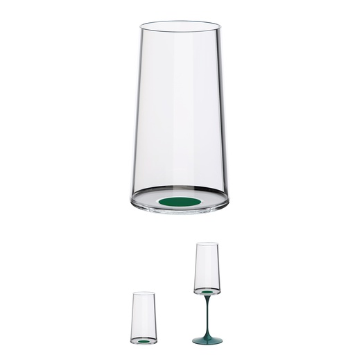 [2025133] Copa cristal trago largo c/iman Verde Set x 2