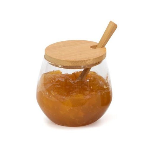 [1053] Azucarera vidrio 6x10 c/cuch bambu