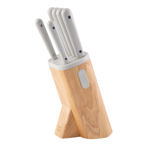 [3950342] Set x7 cuchillos+taco de madera c/imán blanco