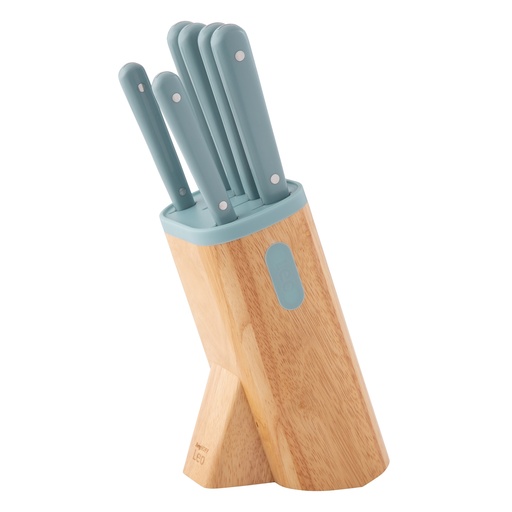 [3950350] Setx7 cuchillos+taco de madera c/imán celeste
